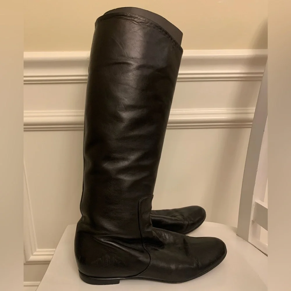 giuseppe zanotti NERO boots Tall flat black leather Size 40